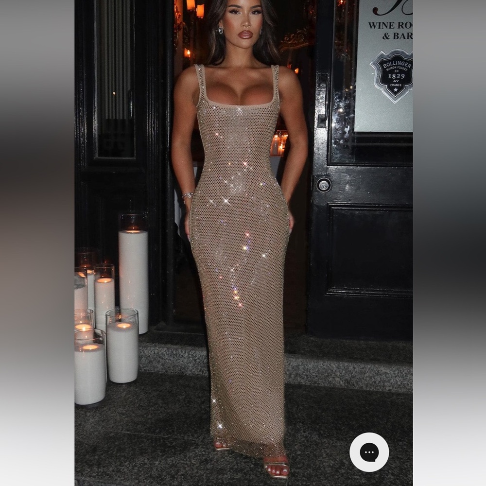 Gold Sequin Backless Gown for Prom